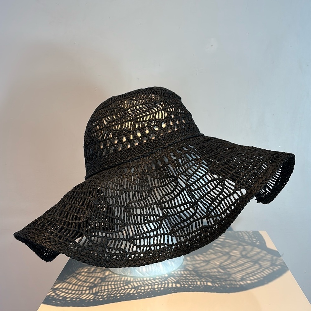 Ralph Lauren Black Crochet Sun Hat